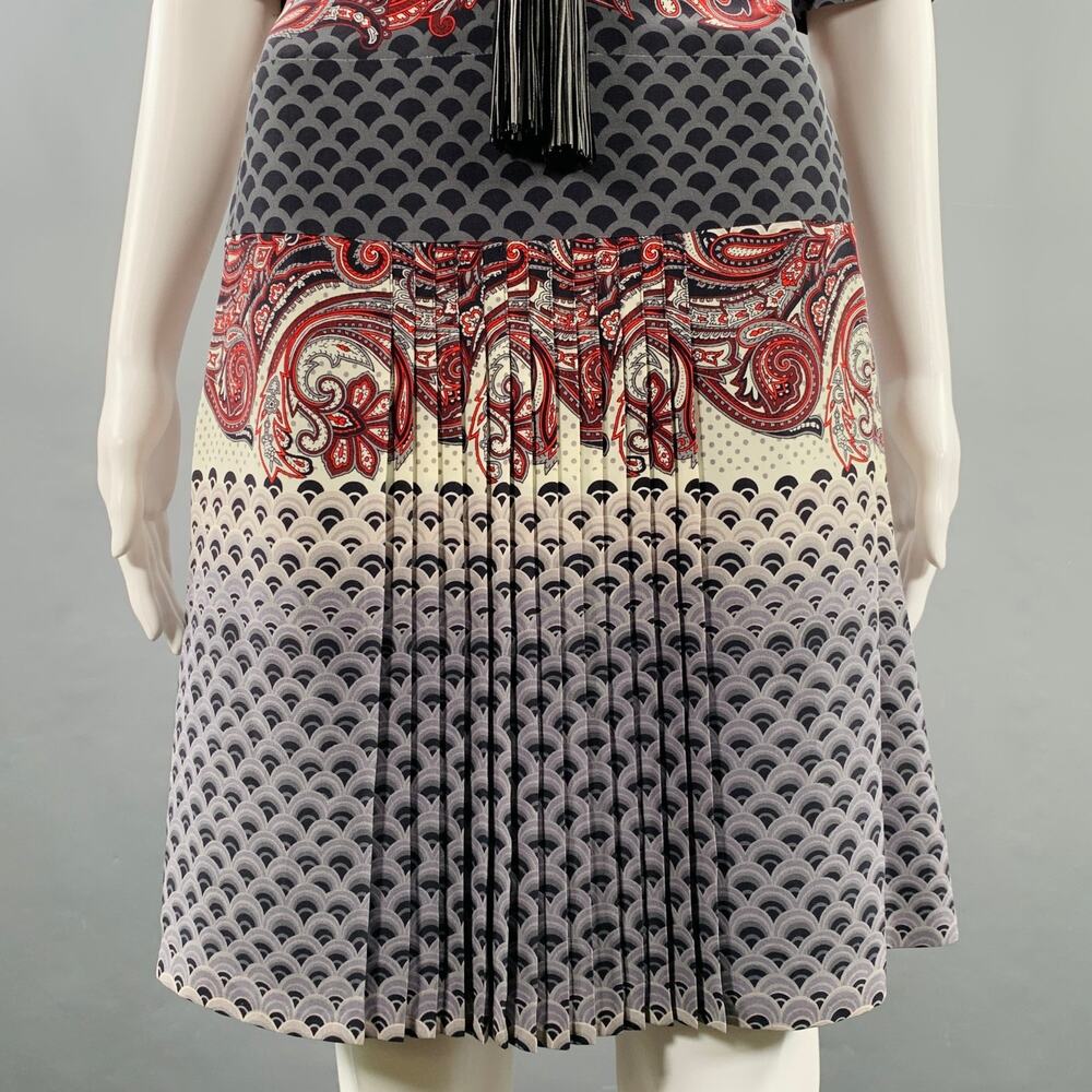 GUCCI Size 4 Multi Color Silk Chinoiserie Pleated Dress - Picture 3 of 8